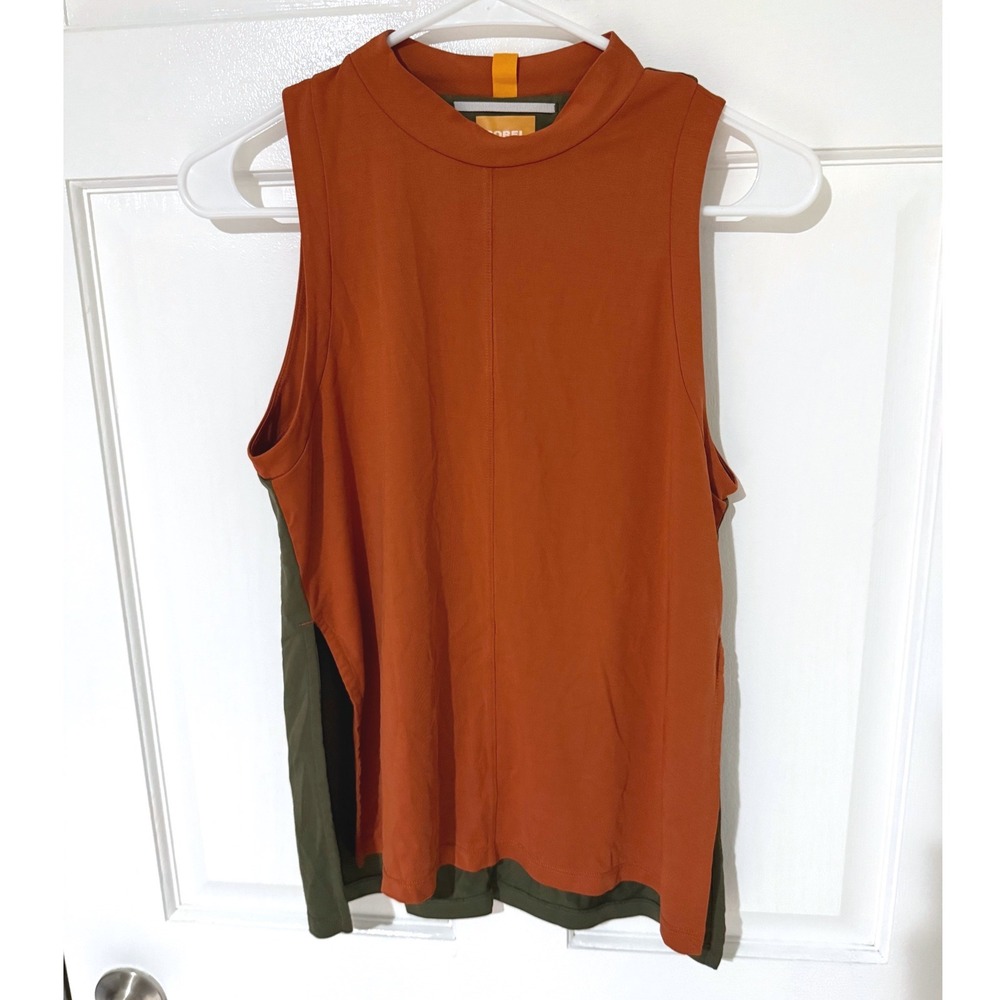 Sorel x prAna Colorblock‎ Mock Neck Tank Top XS Orange Green Sleeveless Athletic